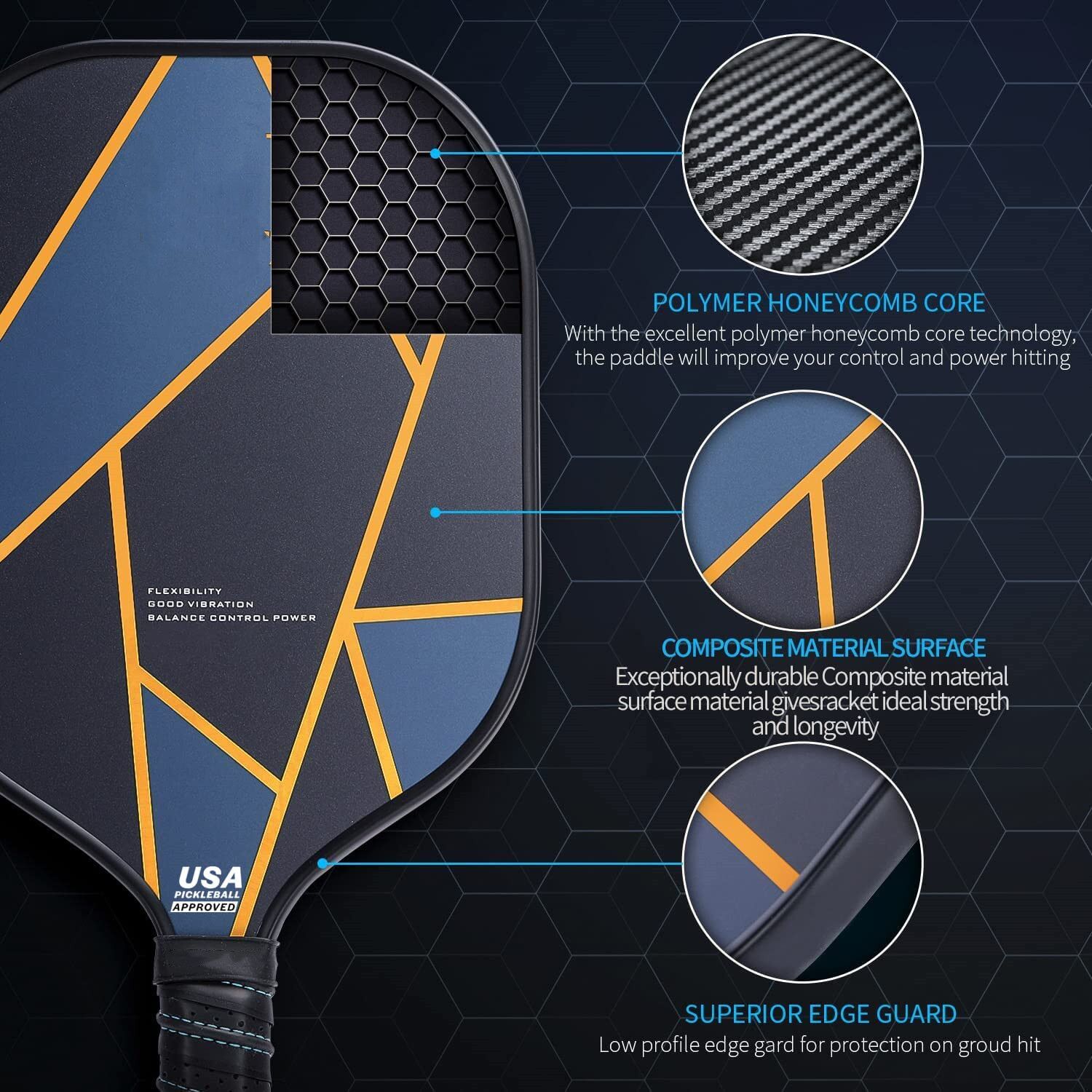 Carbon Fiber Pickleball Paddle-PB001 - Image 2