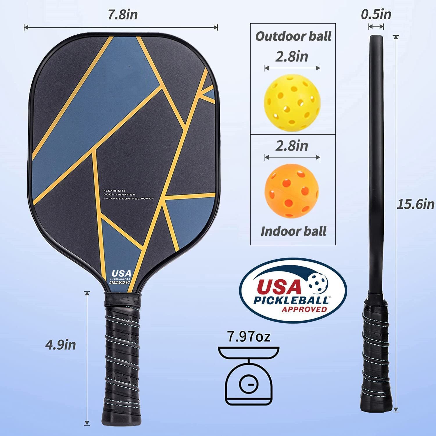 Carbon Fiber Pickleball Paddle-PB001 - Image 4